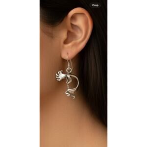 Sterling Silver Kokopelli Dangle Earrings Southwestern